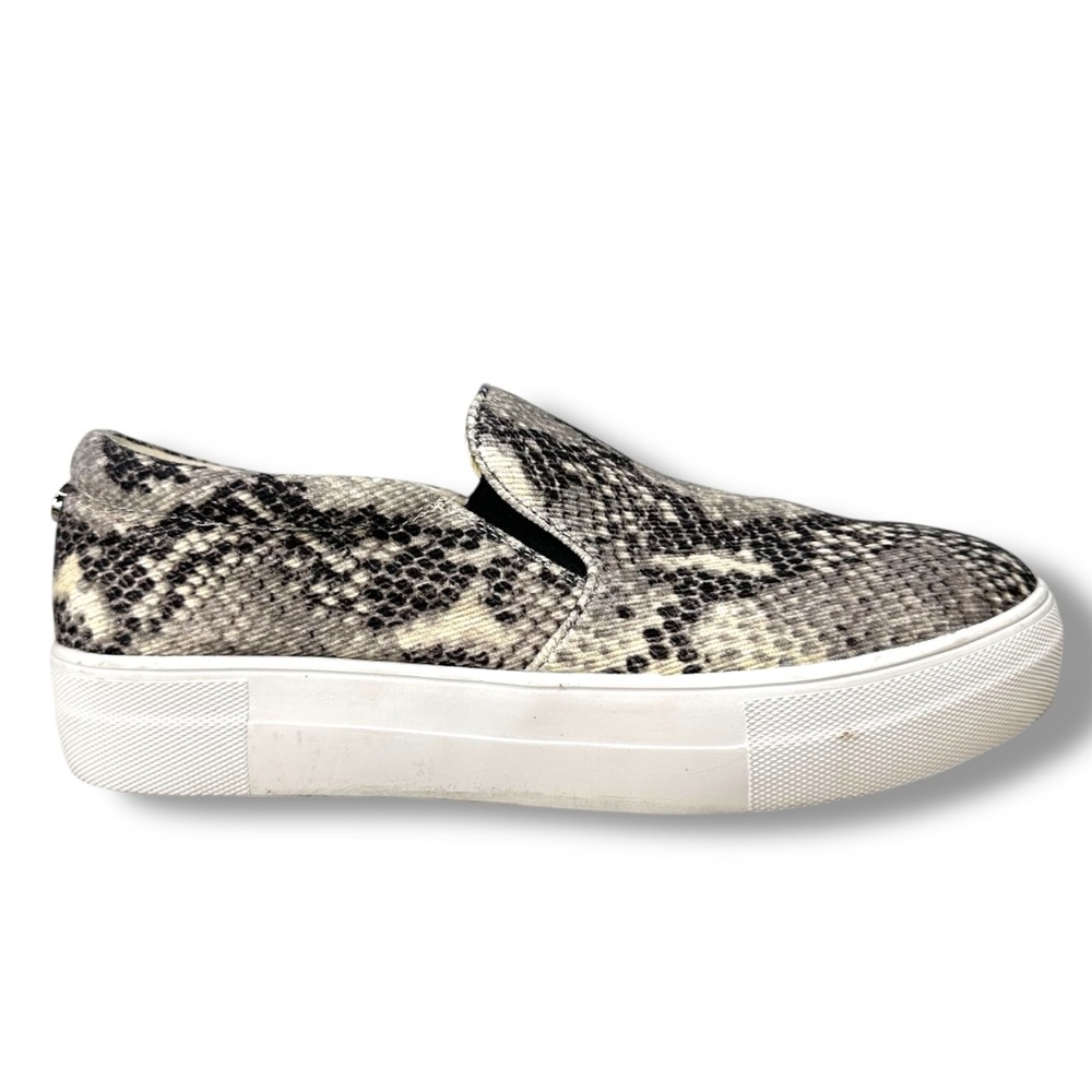 Steve Madden Gills Slip On Sneakers Gray Snake Print Size 8 Streetwear Casual - Picture 4 of 16